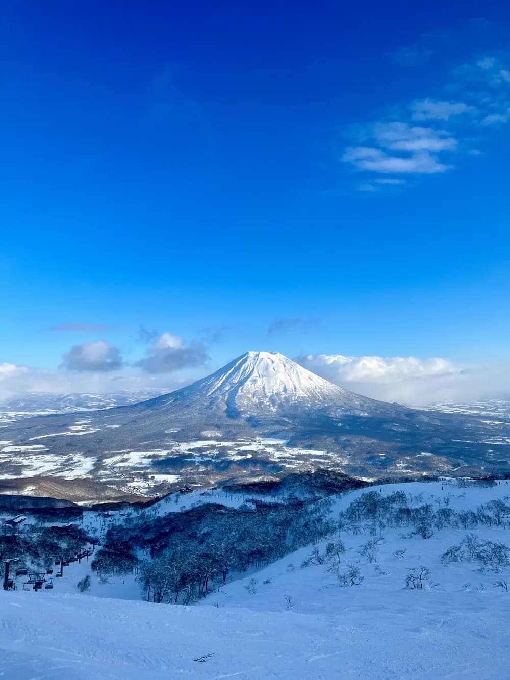El volcán Yotei nevado visto desde Niseko