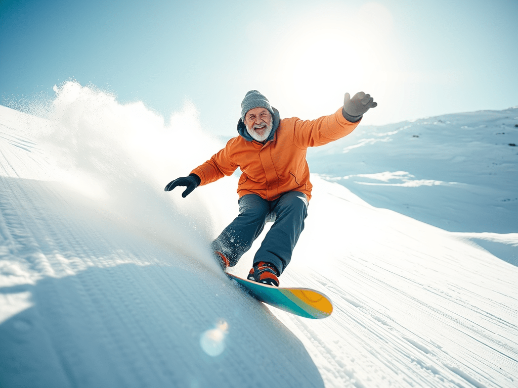 Este chino tiene 60 años y es bastante mejor que tú con el Snowboard. No te pongas excusas y más ir a las&nbsp;pistas.